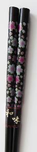 Black lacquered Chopsticks with Fan image on handles Black lacquered Chopsticks with Fan image on handles