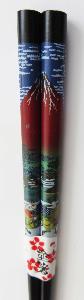 Black Chopsticks with Mt. Fuji artwork Black Chopsticks with Mt. Fuji artwork