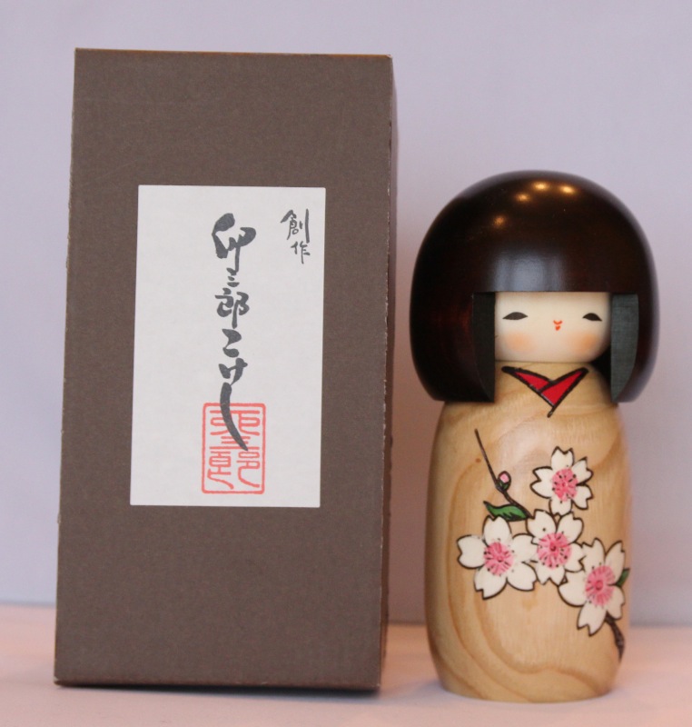 Japanese Kokeshi Doll Cherry Blossom Traditional Japanese Doll